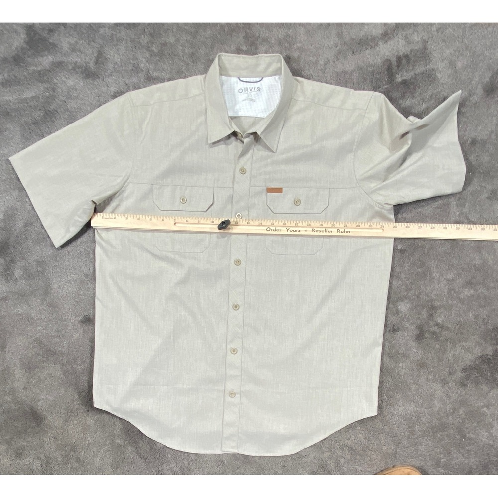 Lands' End Men XXL Button Down‎ Yellow Plaid Puffy Seersucker Short Sleeve Shirt